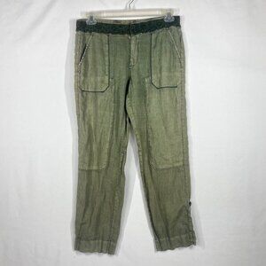 HEI Anthropologie Linen Pants Green Convertible Size 30